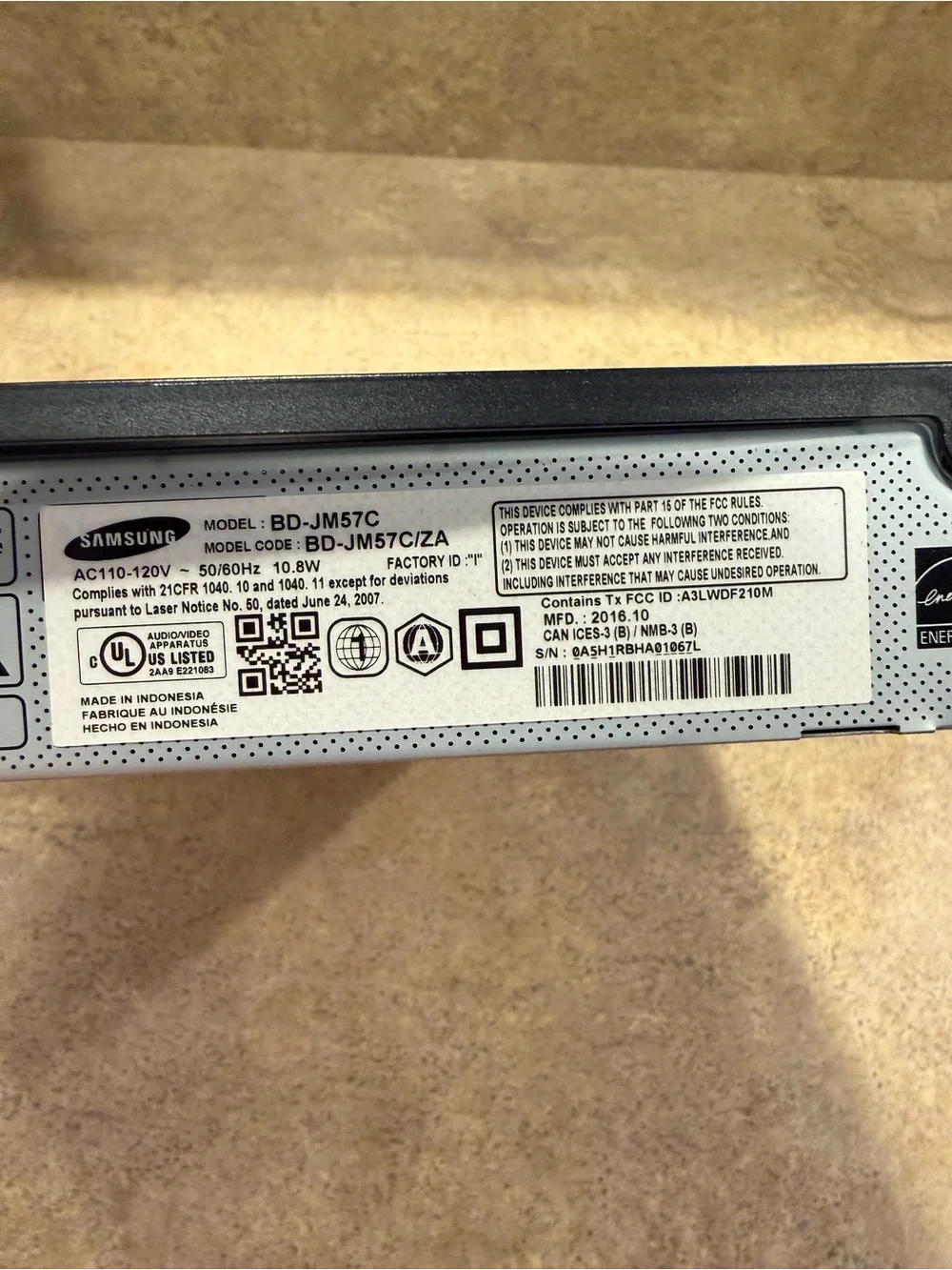 Samsung BD-JM57C Blu-Ray DVD Player Wi-Fi HDMI USB 1080p w/ Cables Remote Tested